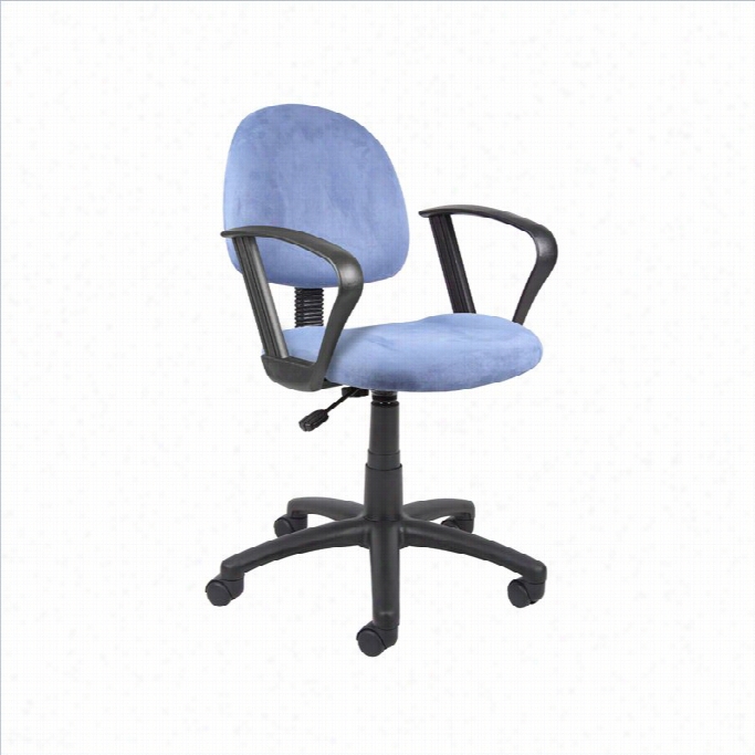 Boss Office Microfiber Deluxe Disposition Offcie Chair With Loop Arms In Blue