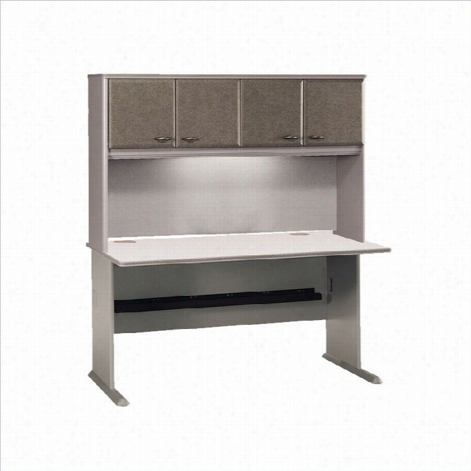 Bush Bbf Series A 60 Ocmputer Desk With Hutch In Pewter