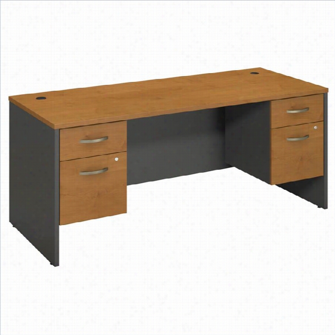 Bush Bbf Series C 72 Desk Shell With 2 Pedestals In Natiral Cherrry