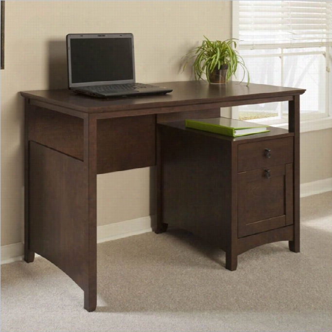 Bush Buena Vista Computer Desk With File Drawe Rin M Adison Cherry Finish