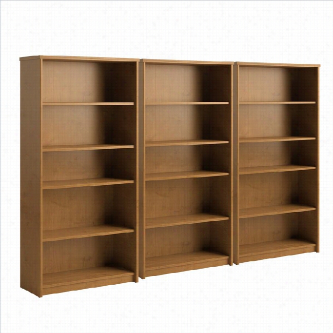 Bush Envoy  5shelf Wall Bookcase In Natural Cherry