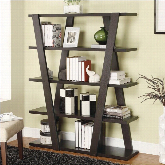 Coaster Bookshelf Wit H 5 Open Shelves In Appuccino