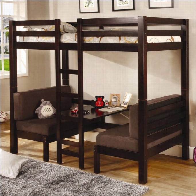 Coaster Twin Across T Wjn Convertible Loft Bunk Bed In Dark Wood Finish