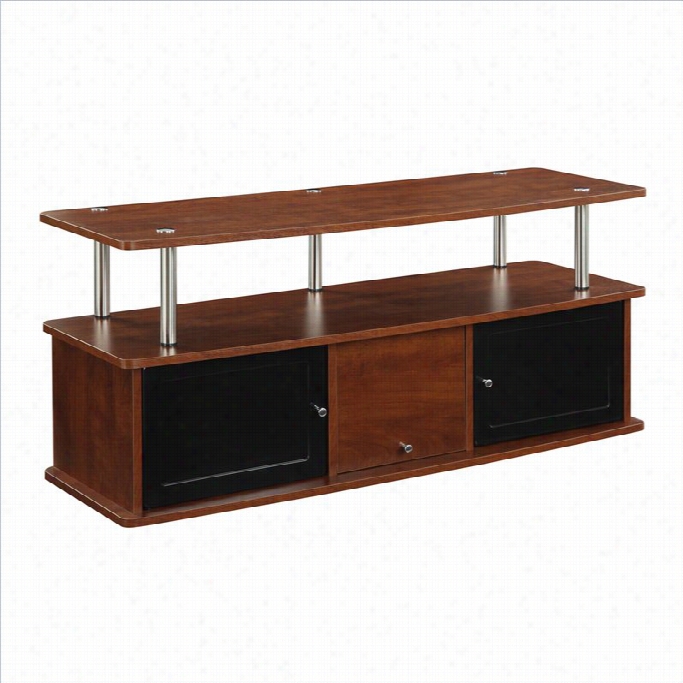 Convenience Concepts Dezigns2fashion Tv Stand With 3 Cabinets - Cherry