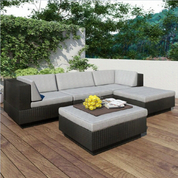 Corliving Park Terrace 5 Piece Ssectional Patio Se T In Black  Weave