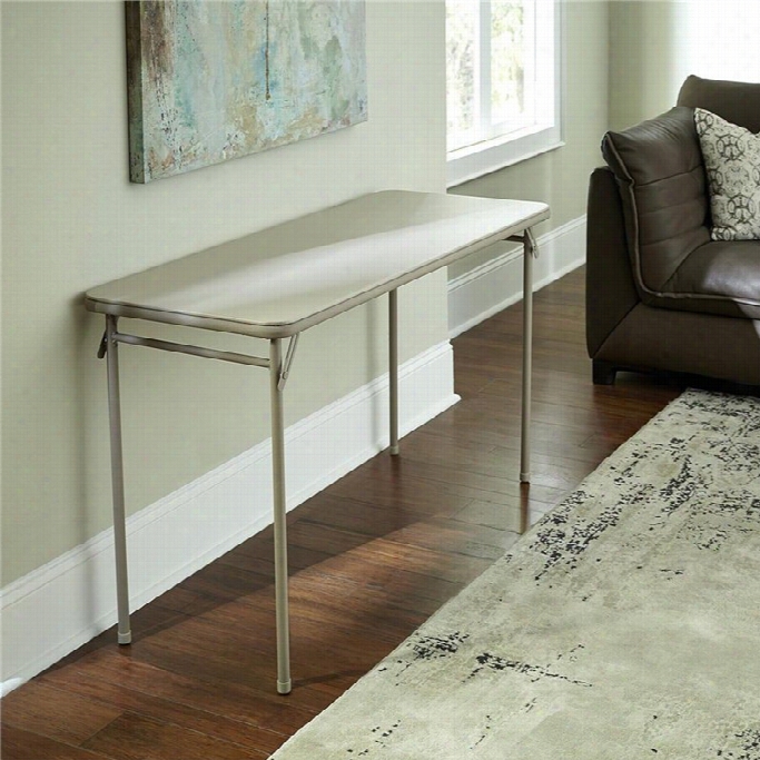 Cosco Vinyl Folding Table In Antique Linen