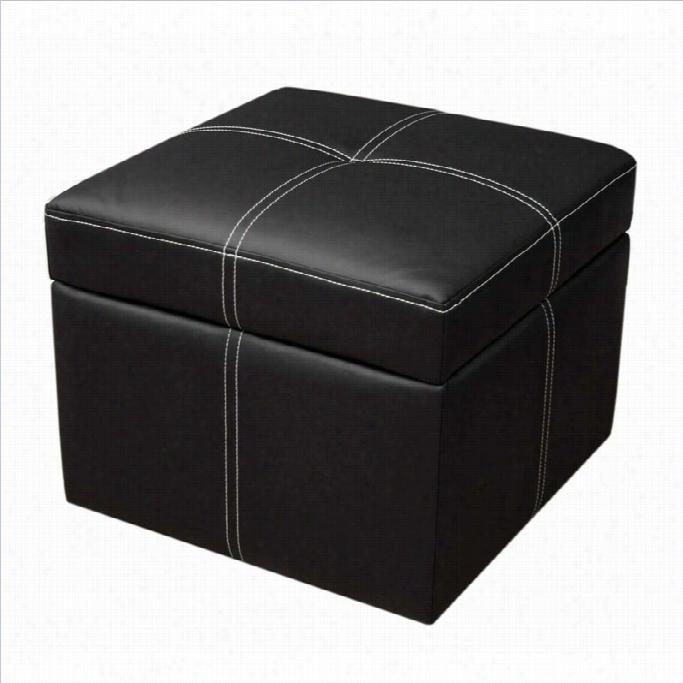 Dhp Delaney Faux Leather Storage Cube Ottoman In Black