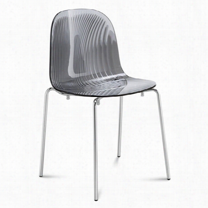 Domitalia Playa Accent Dining Chair In Transparent Smoke And Chrome