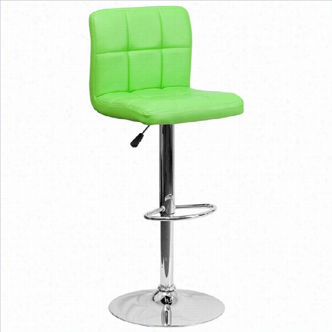 Flash Furniture 25 To 33 Quikted Bar Stool In Green With Chrome Base