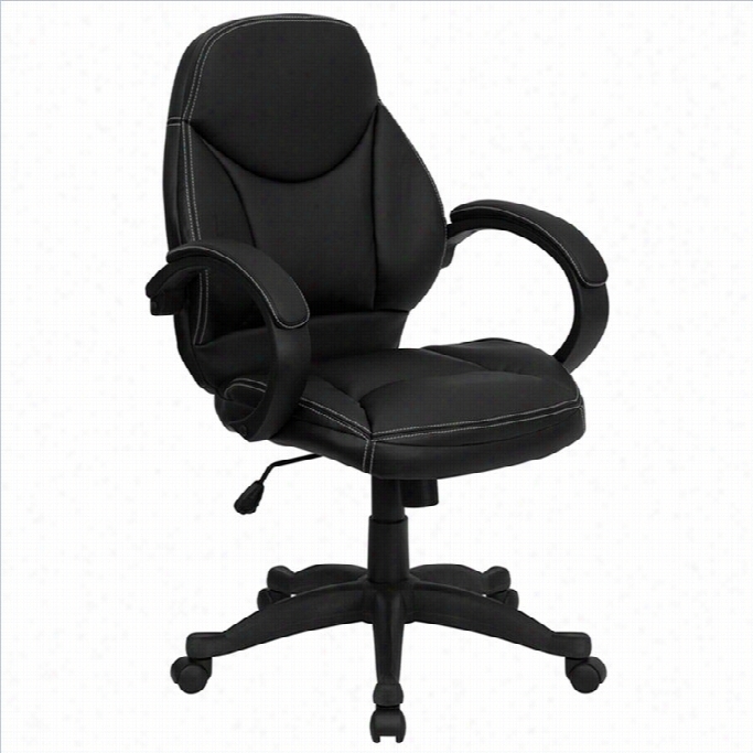 Flash Furniture Mid-back Leather Contemproary Office Chair In Black