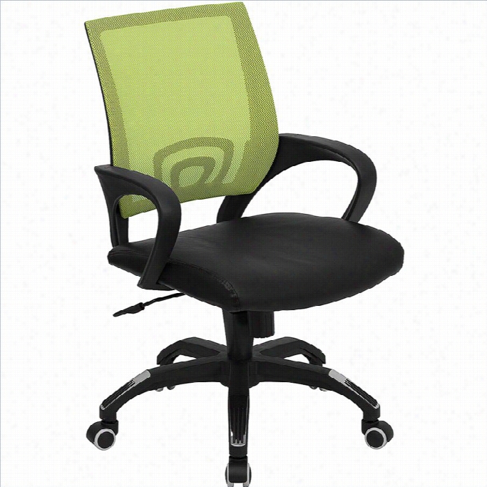 Flash Furniture Mid Bakc Mesh Office Chaie In Green With Black Seat