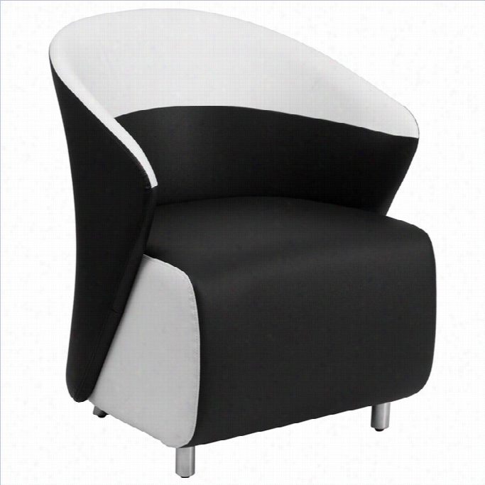 Flash Furinture Reception Chair With Whie Detailin Gin Black