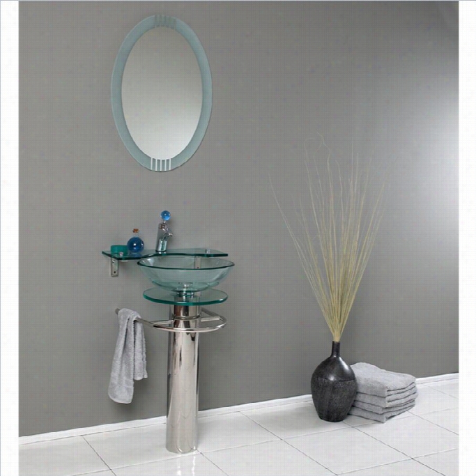 Fresca Vetro Oale Glass Bathroom Vanity In Aqua-versa In Brushed Nickel