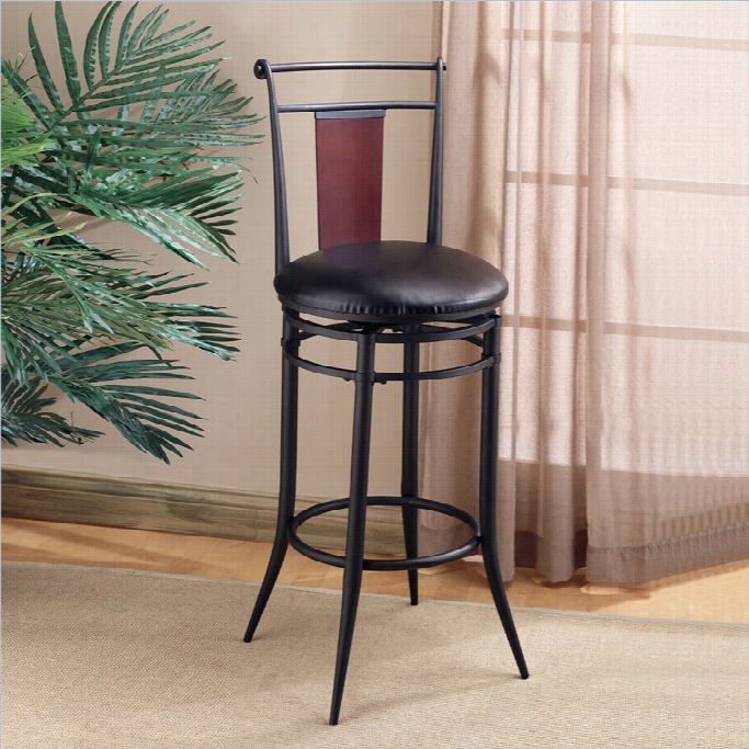 Hillsdale Midtown 26 Swive L Vinyl Back Stool In Black And Dark Cgerry