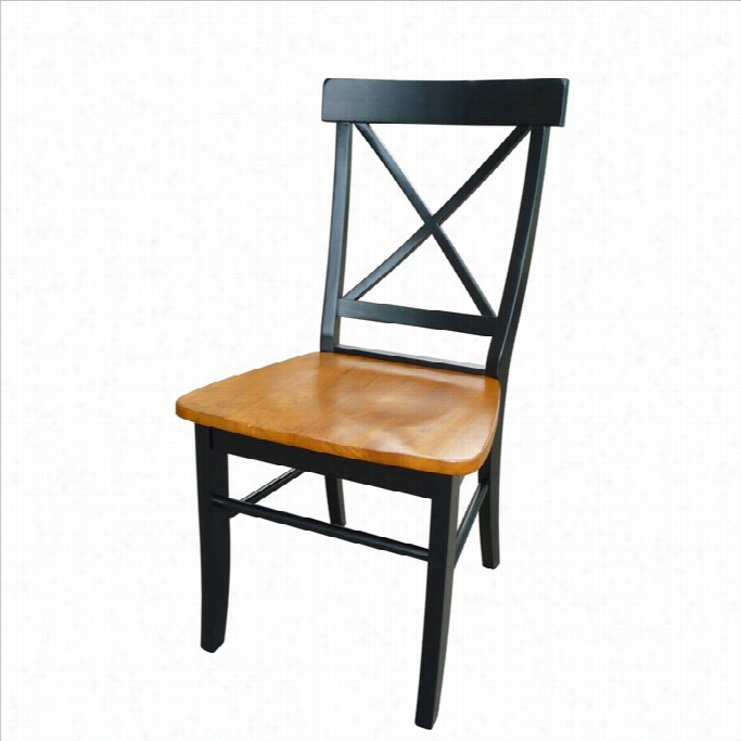 International Concepts X-back Diining Chair In Black/cherey( Set Of 2)