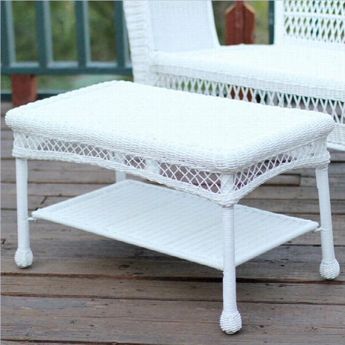 Jeco Twig Patio Furniture Coffee Tble In White