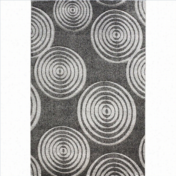 Linon Rugs Milan Circle Rectangular Area Rug In Black And Grey-1'11 X 2'10