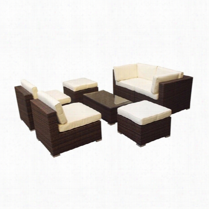 Manhattan Comfort Belle G Lade 7 Piece Rattan Outdoor Sofa Set In Cream