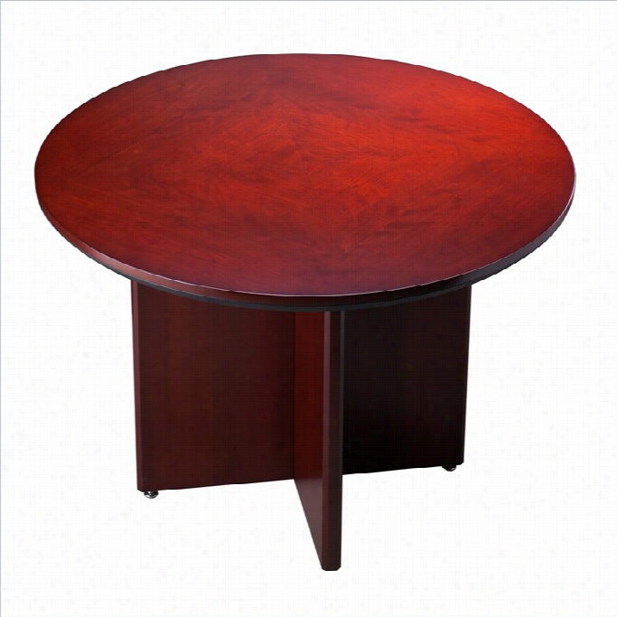 Mayline Corsica 42 Round Conference Table With X-shaped Base-sierra Cherry