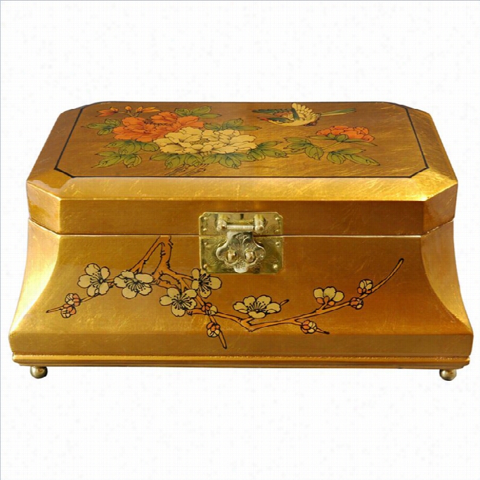 Oriental Fufniture Adorlee Jewelry Box In Gold