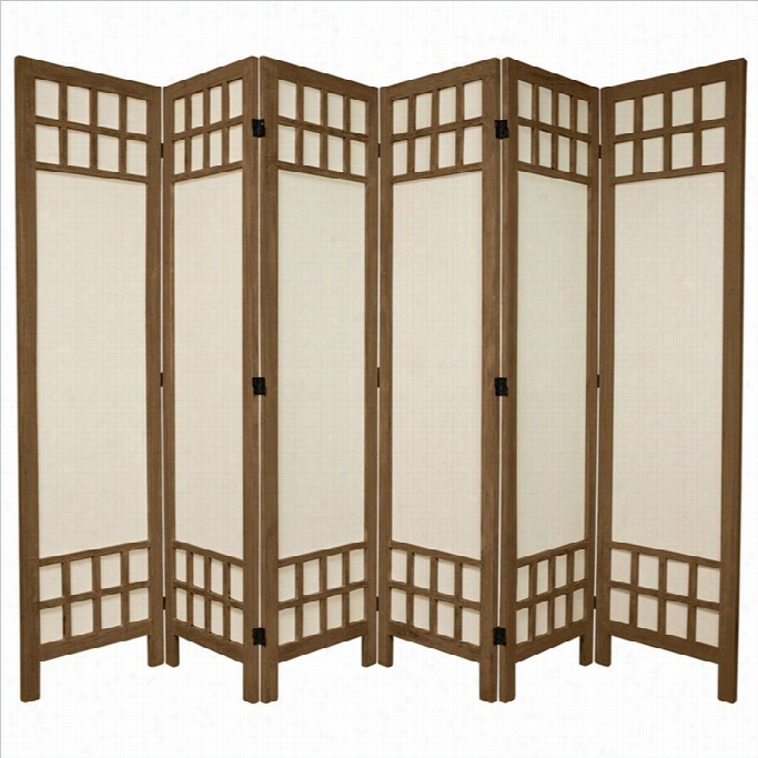 Oriental Furniture Tall Window Pane 6 Panel Room Divider In Gray
