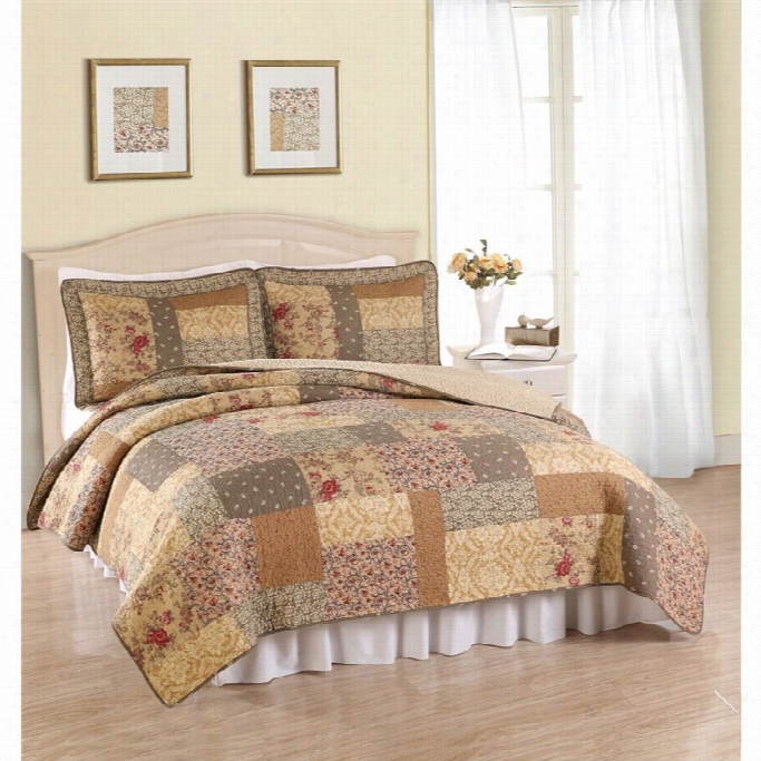 Pem America Heather Full Or Queen Quilt With 2 Sahms-full Or Queen