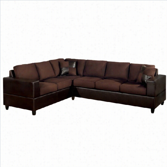 Poundex Bobkona Trenton 2-piece Sectional With Accent Pilows In Chocolate