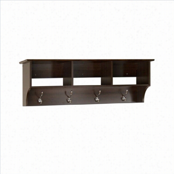 Prepac Fremont Espresso Entryway Cubbie Shhelf Coat Rack