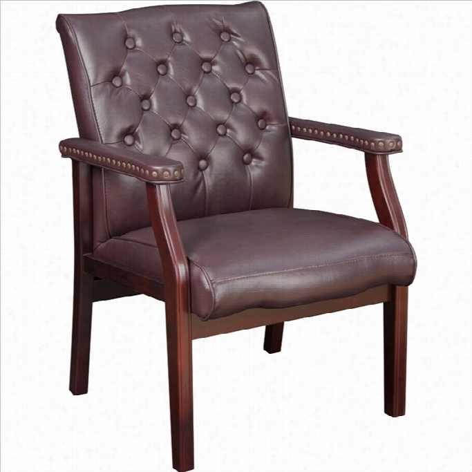 Regency Traditional Button Tufted Ivy League Side Guest Chair  In Burgundy