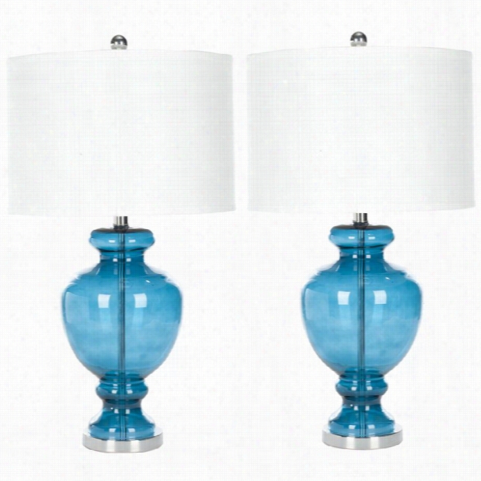 Safavidh Turquiose Glass Table Lamp With Nature Shade