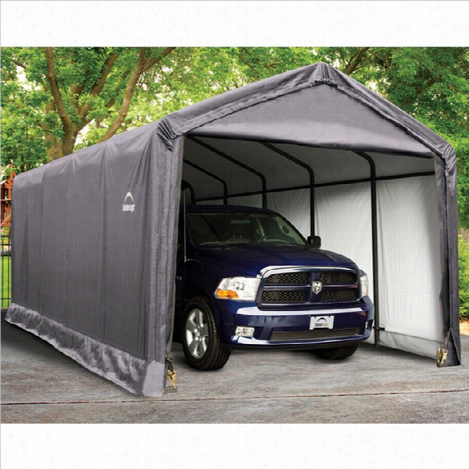 Shlterlogic Sheltertube 1 2'x25x11' Peak Style Garage In Gray