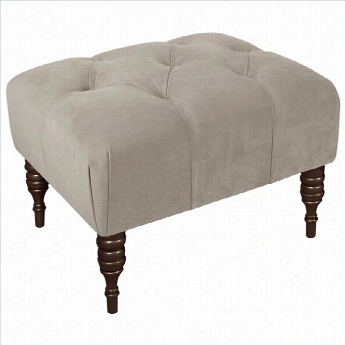 Skyline Furniture Tufted Square Ottoman In Light Gray