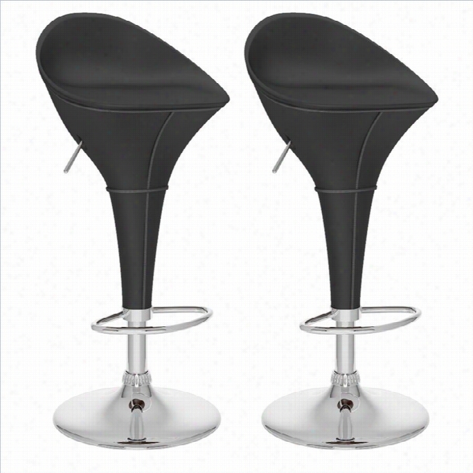 Sonax Corliving 31 Round Styled Bar Stool In Black (set Of 2)