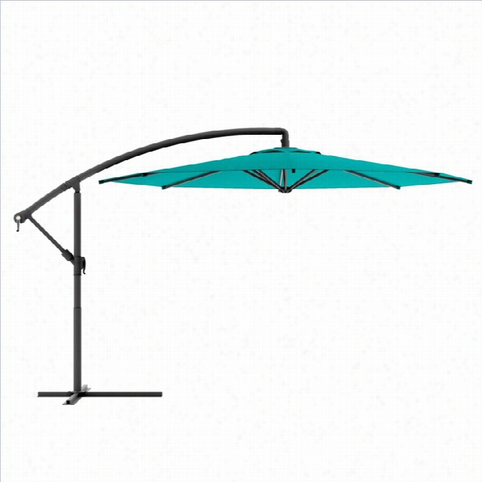 Sonax Corliving Offset Patio Umbrella In Turquoise Blue