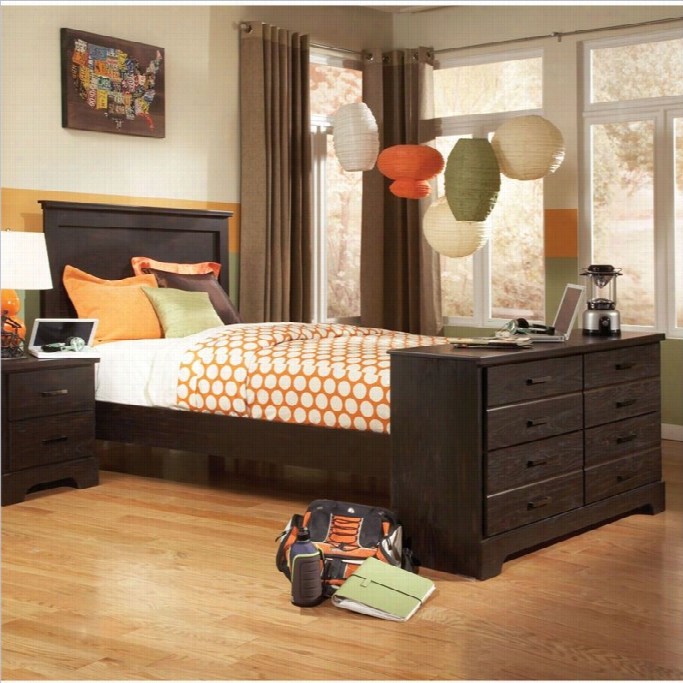 Standat Furniture Hideout Storage Bed In Warm Dark Pecan