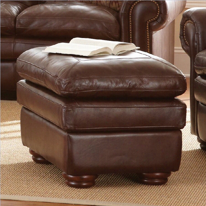 Steve Silver Company Yosemite Leather Ottoman In Chestnut