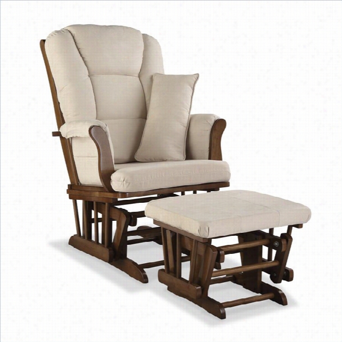 Stork Craft Tuscany Custom Glider And Ottoman In Dove Brown And Beige