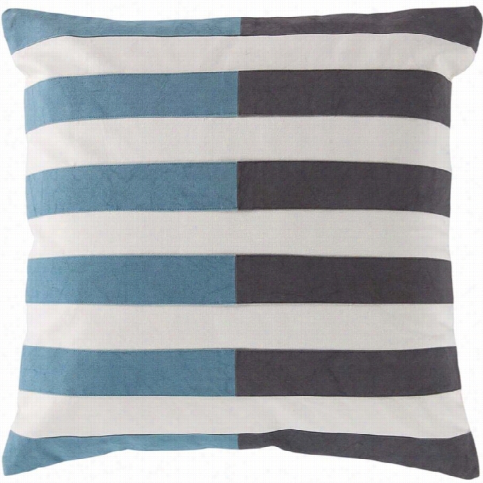 Surya Ox Ford Down Fill 22s Quare Pillow In Teal And Gray-haired