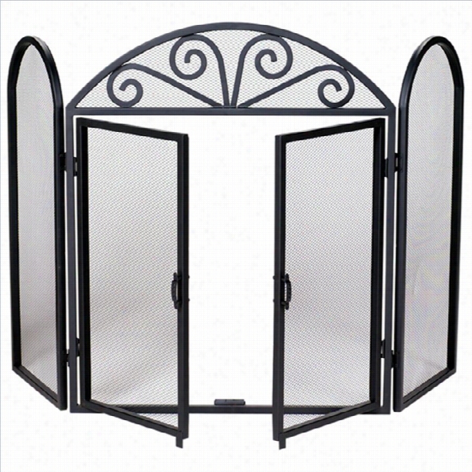 Uniflmae3 Fold Wrought Iron Screen With Opening Doors