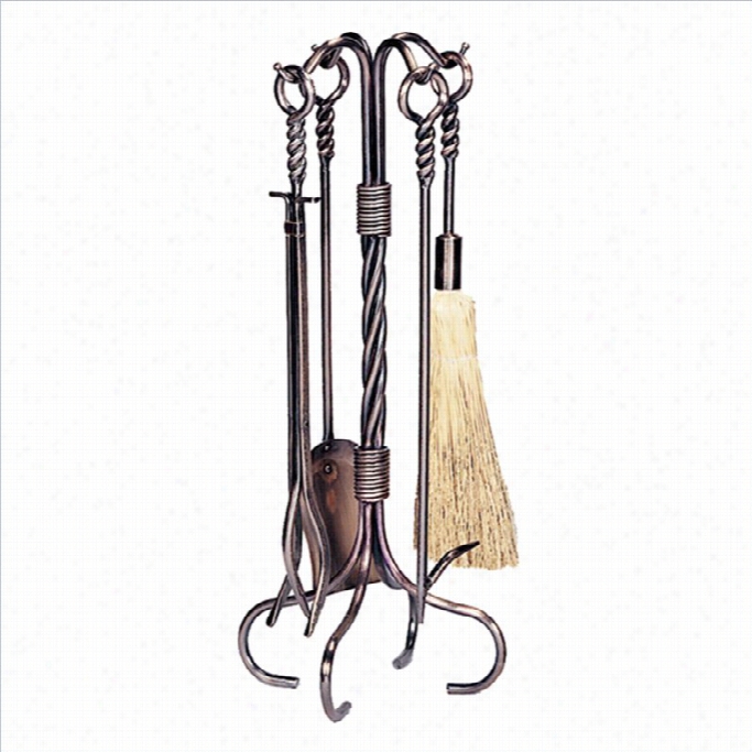 Unifkma 5 Piecea Ntique Copper Wrought Iron Fideset