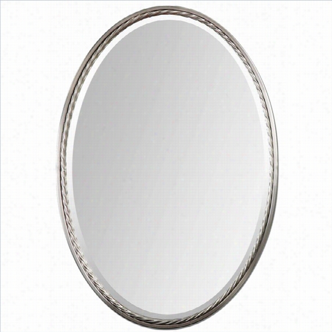 Uttermost Casalina Oval Wall Mirror In Plated Brushed Ickel