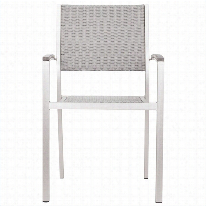 Zuo Metropolitan Armdining Chair In Brushed Aluminuk