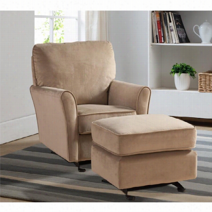 Abbyson Living Barton Fabric Nursery Glider With Ottoman In Beige