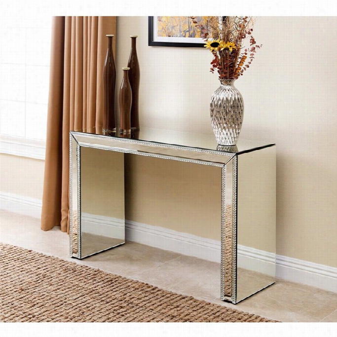 Abbyson Living Ivy Studded Mirror Console Table In Silver