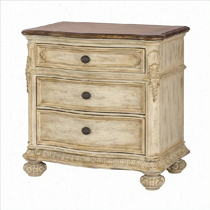 American Drew Jessica Mcclintock The Boutiquee 3 Drawer Nightstand In White Veil