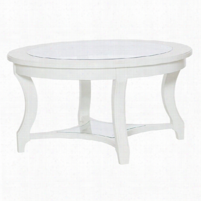 Ameican Drew Lynn Haven Round Glass Coffee Table In White