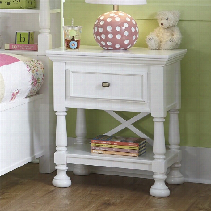 Ashley Kaslyn 1 Drawer Wood Nightstand In White