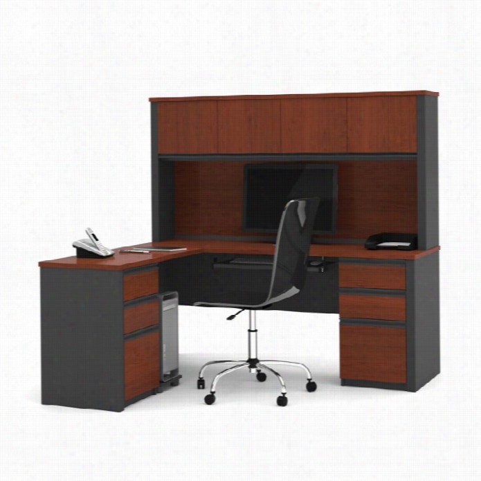 Bestar  Prestigge + L-shapew Ood C Omputer Desk Inbordeaux / Graphite