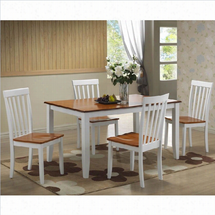 Boraam Bloomington 5piece Dininb Set In White/honey Oak