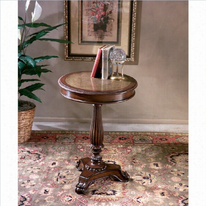 Butler Specialty Heeitage Etched Brass Round Pedeestal Table